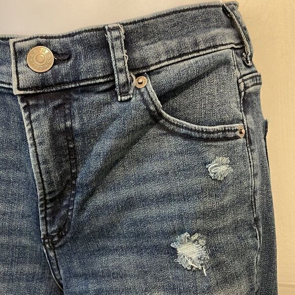 Excellent Express Jeans fringe and distressed cute high rise ankle petite 2 - Picture 4 of 9